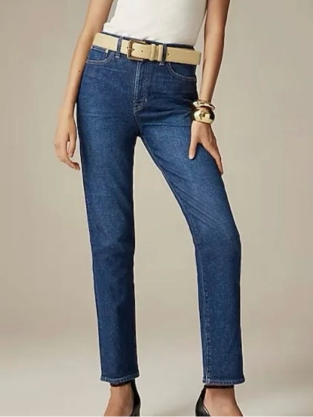 J. Crew Women’s High-Rise 96 Straight Jeans Deep Indigo 1996 Semi-Stretch New